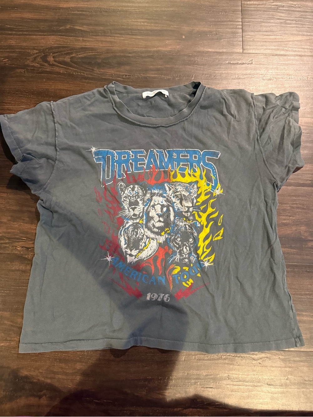 Daydreamer Charcoal Tee with Multi-Color Animal Graphic